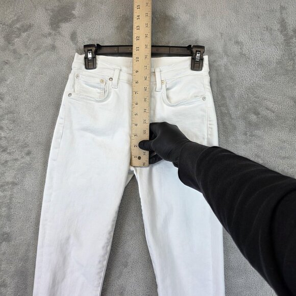 AGOLDE Jeans Womens 25 White High Rise Skinny Raw Hem Stretch Ankle A018 B-1013 - Picture 3 of 12